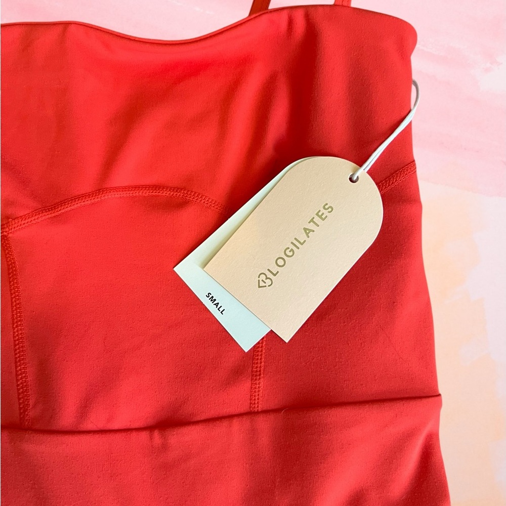 Blogilates Orange Active Romper Athletic Workout Dress Skort NWT Small - Picture 3 of 7